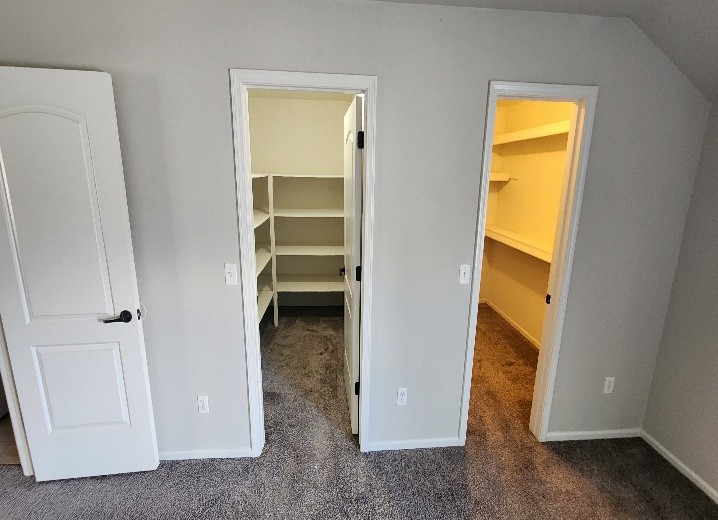 Walk-in closet and storage closet with shelving