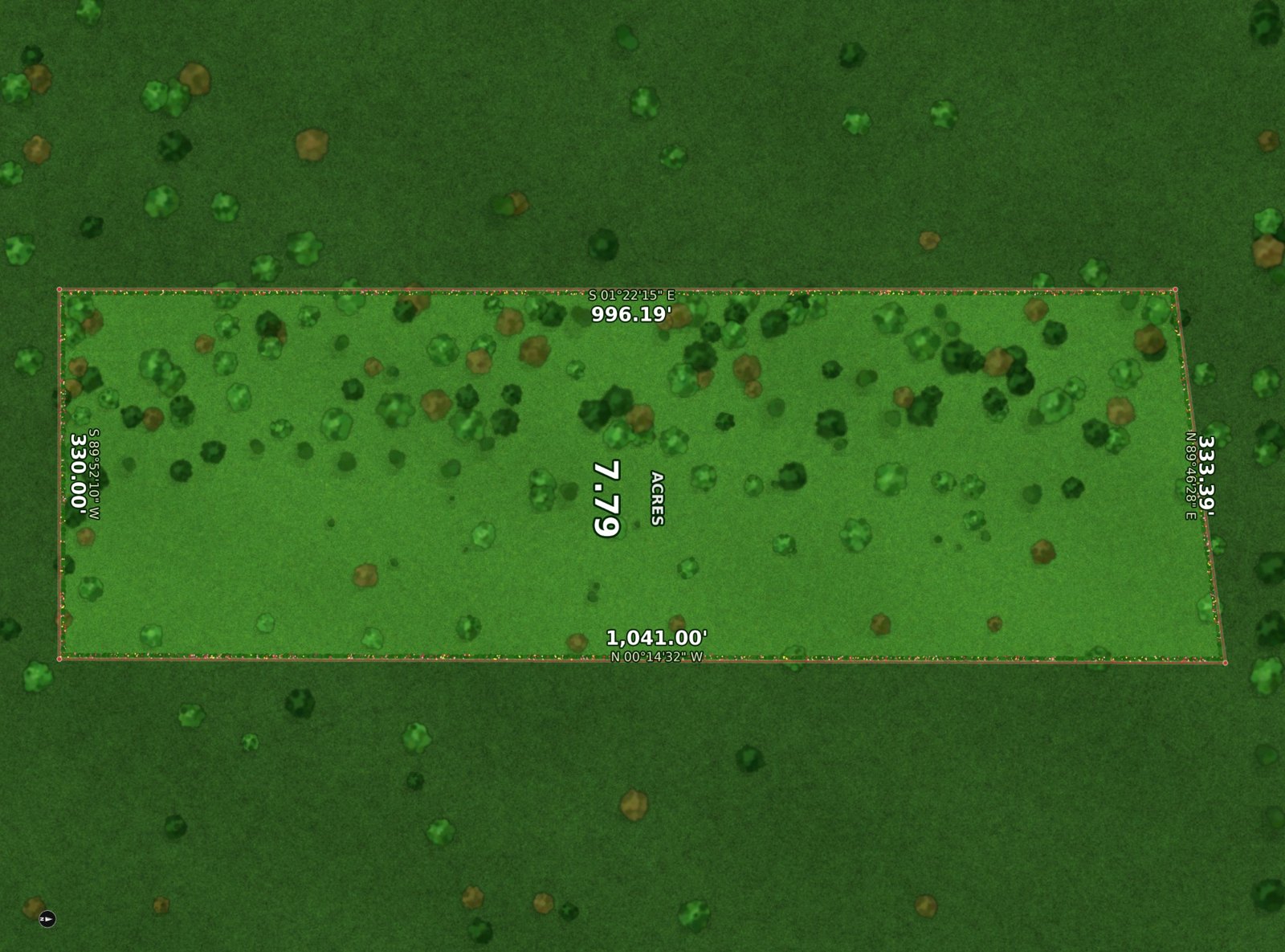 Survey rendering of the 7.79 acre parcel with dimensions